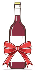 Wine bottle gift with red bow