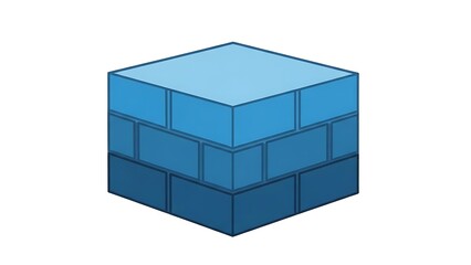 Gradient blue cube with brick pattern on white background