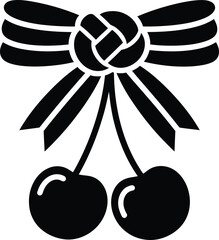 Illustration of cherries tied with ribbon