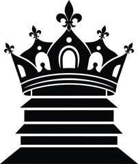 Crown on pedestal illustration showcasing royal symbol on stepped base