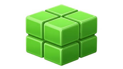 Vibrant green cube puzzle pieces fitting together