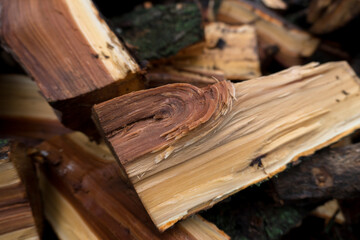 chopped fruit firewood for heating the house or for cooking meat on the grill