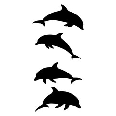Fototapeta premium Dolphin animal silhouette, set of dolphin vector, dolphin vector design, dolphin silhouette art design
