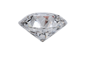 Shining cut diamond placed on a simple surface, reflecting light in multiple directions during daylight