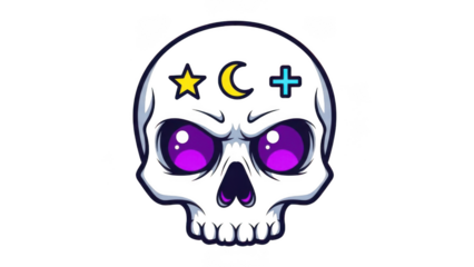 Skull with celestial symbols