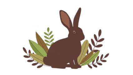 Brown rabbit amongst leaves