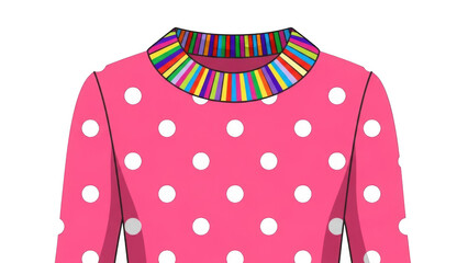 Polka dot sweater with rainbow collar