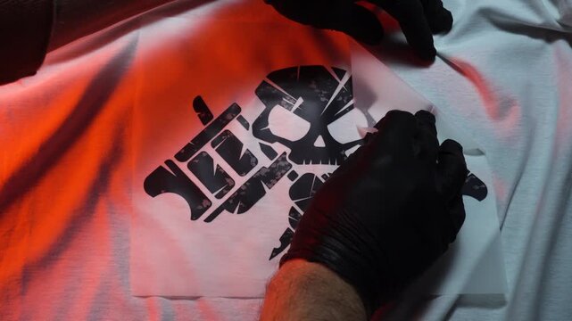 technology of digital printing on textiles directly onto film at home, transferring an image from film to a T-shirt or fabric, vector image of a tattoo logo