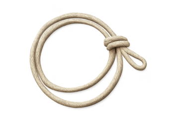 Rope knot lasso design with transparent background, western style.