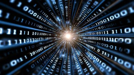 A mesmerizing abstract representation of data and technology, showcasing binary code in a dynamic tunnel effect, symbolizing the vastness and depth of digital information. - Powered by Adobe