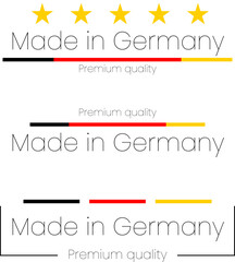 Set of simple labels showing Made in Germany with a modern flat design for products
