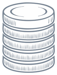 Obraz premium Stylized Coin Stack Financial Savings Icon, Finance and Budget Concept, Investment, Economy, and Money Collection Illustration