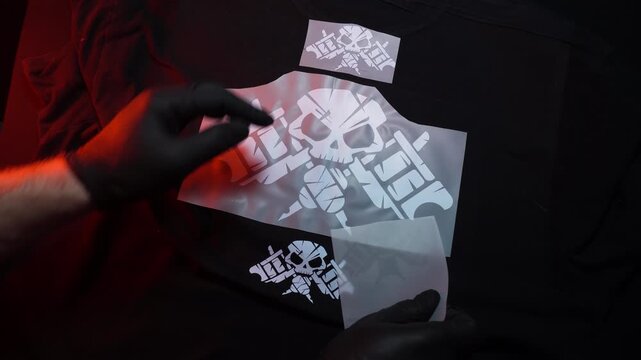 technology of digital printing on textiles directly onto film at home, transferring an image from film to a T-shirt or fabric, vector image of a tattoo logo