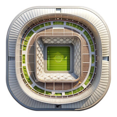 Top view of modern football stadium with green field