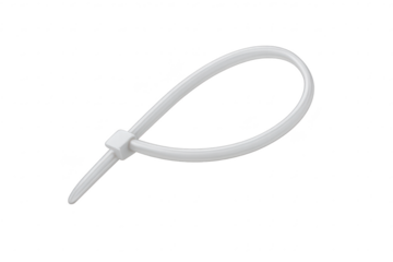 Simple white zip tie isolated on transparent background design asset