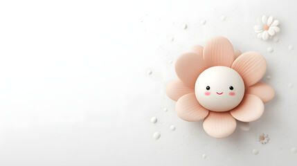 Obraz premium Cute 3D flower character on white background