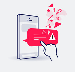 Smishing or sms phishing symbol with an unsolicited message encouraging you to click on a fake link. Easy to use for your website or presentation.