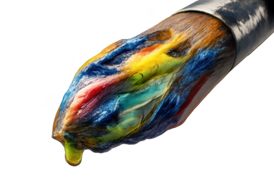 Close-up paintbrush with vibrant colors on transparent background shot - Powered by Adobe