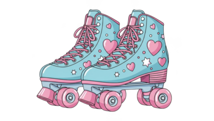 Colorful heart-designed roller skates