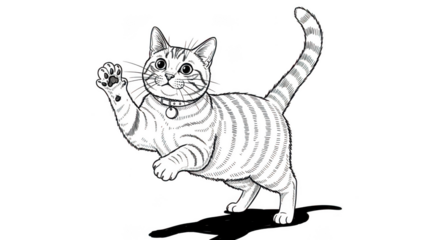 Playful cat reaching for toy