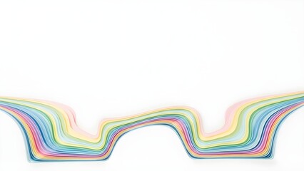 Vibrant wavy lines in rainbow colors on white background
