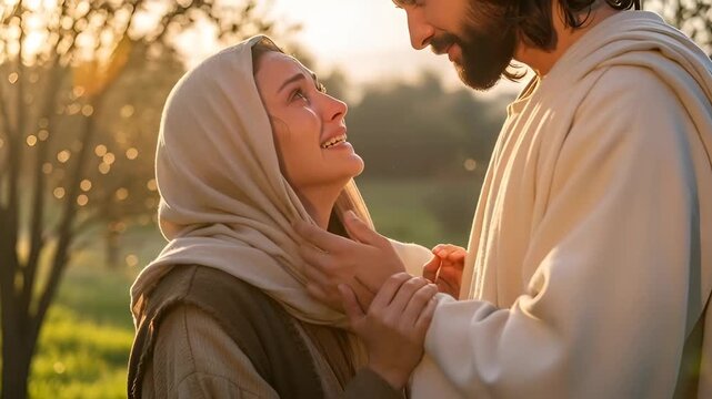 Mary Magdalene meets the resurrected Christ. A Gospel story.