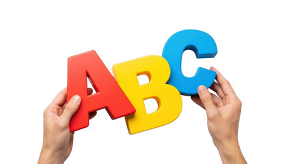Hands holding alphabet blocks