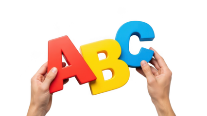 Hands holding alphabet blocks