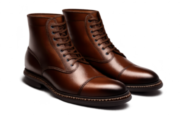 Leather Boots with laces and a transparent background for web use