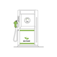 Biofuel petrol refill station. Renewable energy source derived from organic materials. Reducing greenhouse gas emissions. Alternative green diesel. Environmental care, sustainability