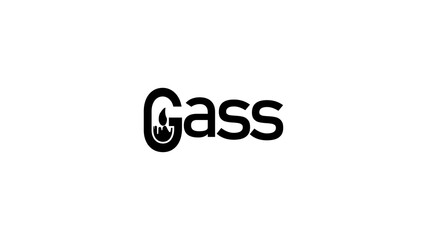 Minimalist Black and White Gas Typography Logo with Creative Flame Icon Design
