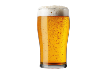 Cold beer served in a clear glass with foam on top in a simple setting