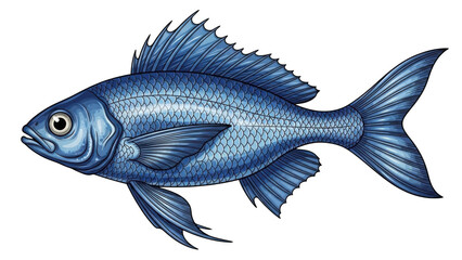 Blue fish swimming gracefully