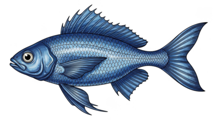 Blue fish swimming gracefully