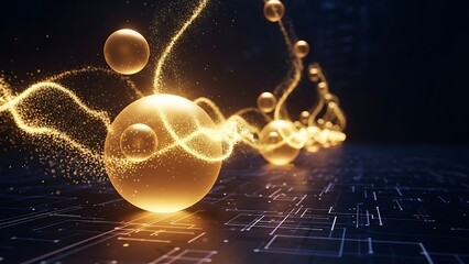 Abstract Golden Network Connections Digital Technology Background Design