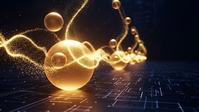 Abstract Golden Network Connections Digital Technology Background Design - Powered by Adobe