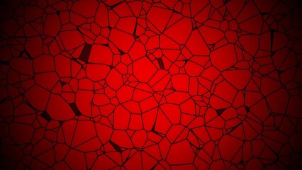 Vibrant red abstract background with a complex web of irregular polygonal patterns
