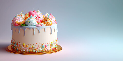 Festive Birthday Cake With Plain Background