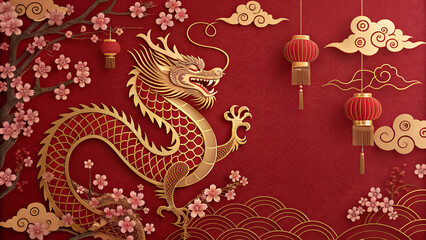 Golden Dragon Circular Ornament (Chinese New Year)