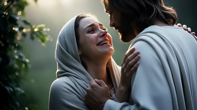 Mary Magdalene meets the resurrected Christ. A Gospel story.