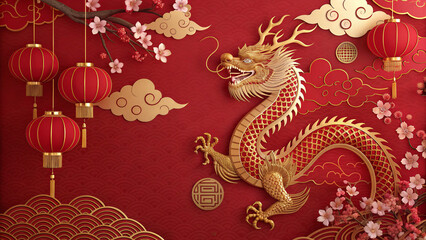 Golden Dragon Circular Ornament (Chinese New Year)
