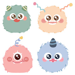Fototapeta premium Cute and colorful plush ball monster series vector graphics