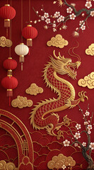 Golden Dragon Circular Ornament (Chinese New Year)