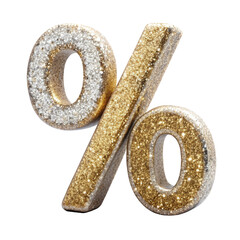 Golden Percent Sign with Glittering Details