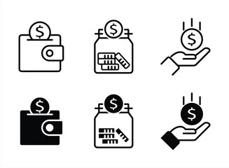 Profit icon set. Money savings and increase symbol. Vector illustration