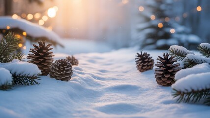 Winter wonderland with pinecones