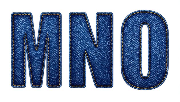 Denim Letters M, N, and O - A Textured Alphabet Set.