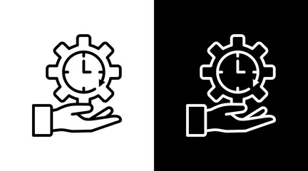 Time Management White Icon Set Vector 