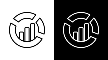 Donut Chart White Icon Set Vector 