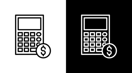 Calculator White Icon Set Vector 